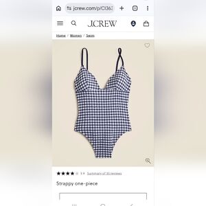 J CREW Blue/White 1 Pc Bathing Suit BNWT Size 16